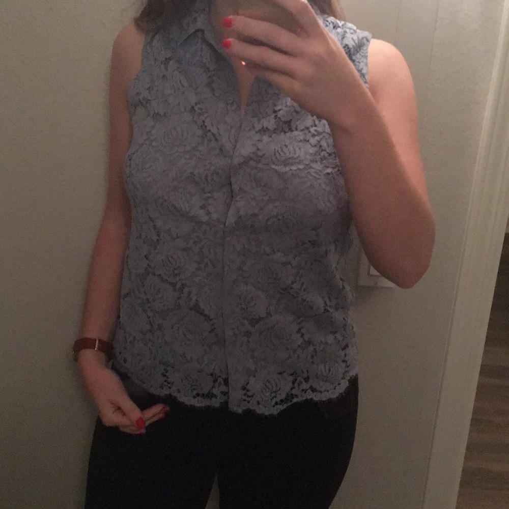Blue lace tank top / sleeveless blouse - new